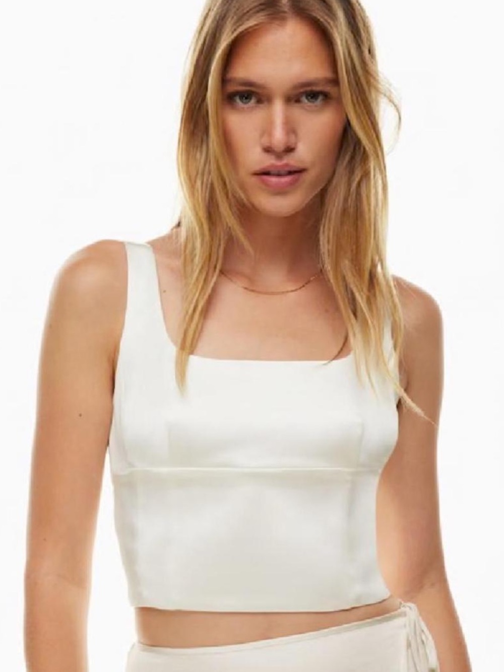 Wilfred Cream Satin Crop Top